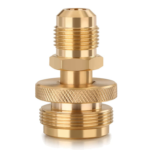 WADEO propane tank adapter with 3-8 flare connection for secure cooking setups.