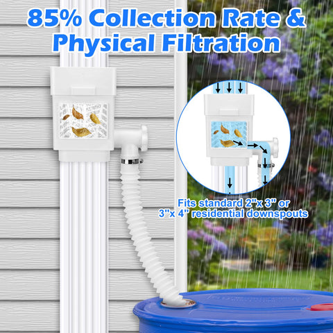 WADEO 5ft hose connects diverter to rain barrel for flexible routing