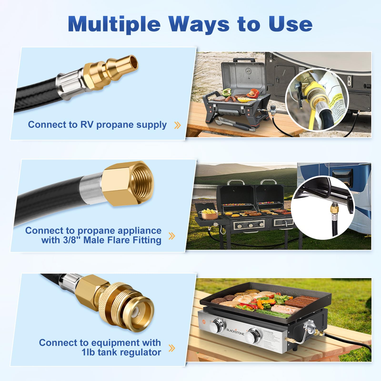 WADEO RV-to-grill quick-connect hose enables easy on-site grilling