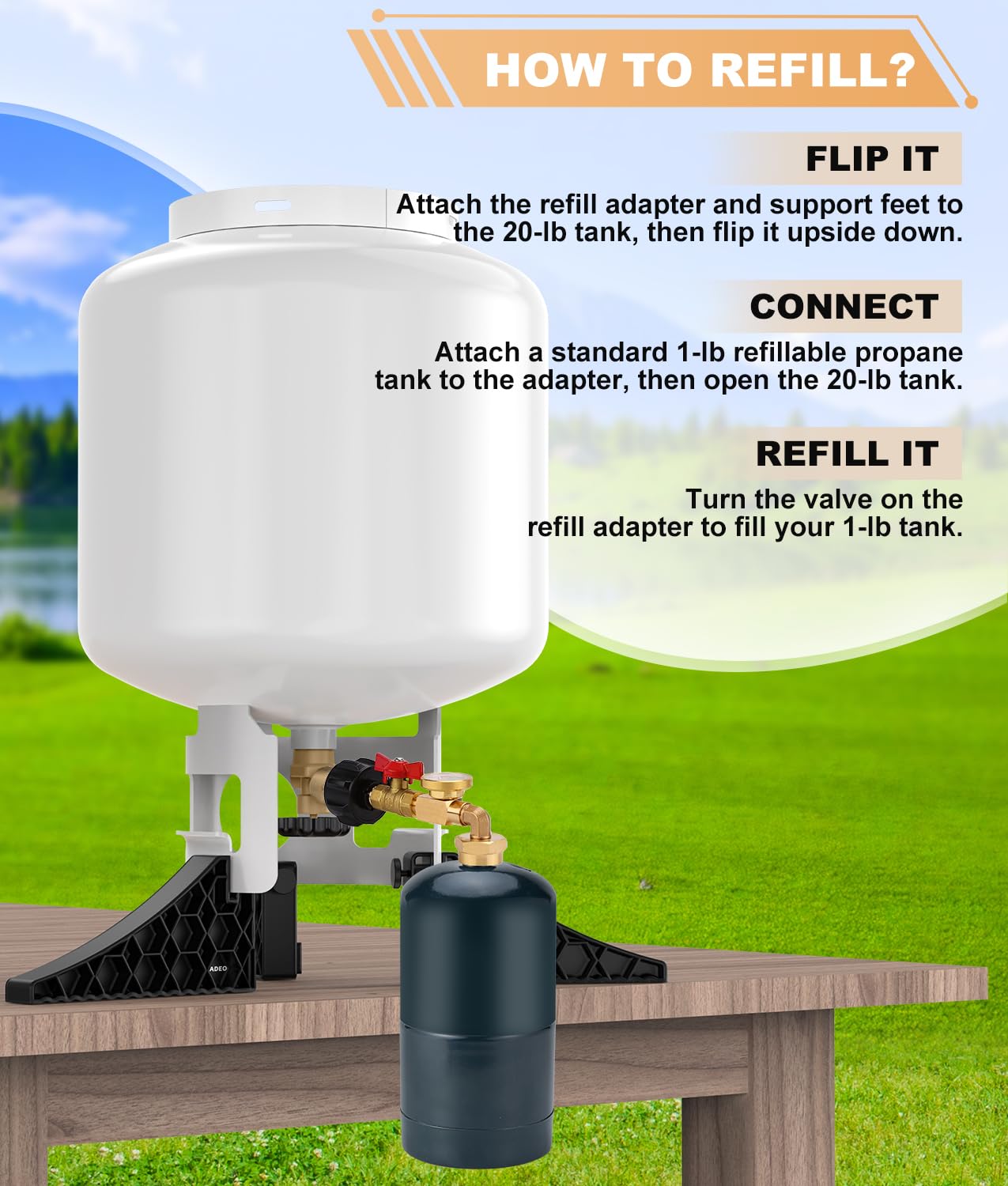 WADEO sturdy base stand – robust support for stable outdoor refills