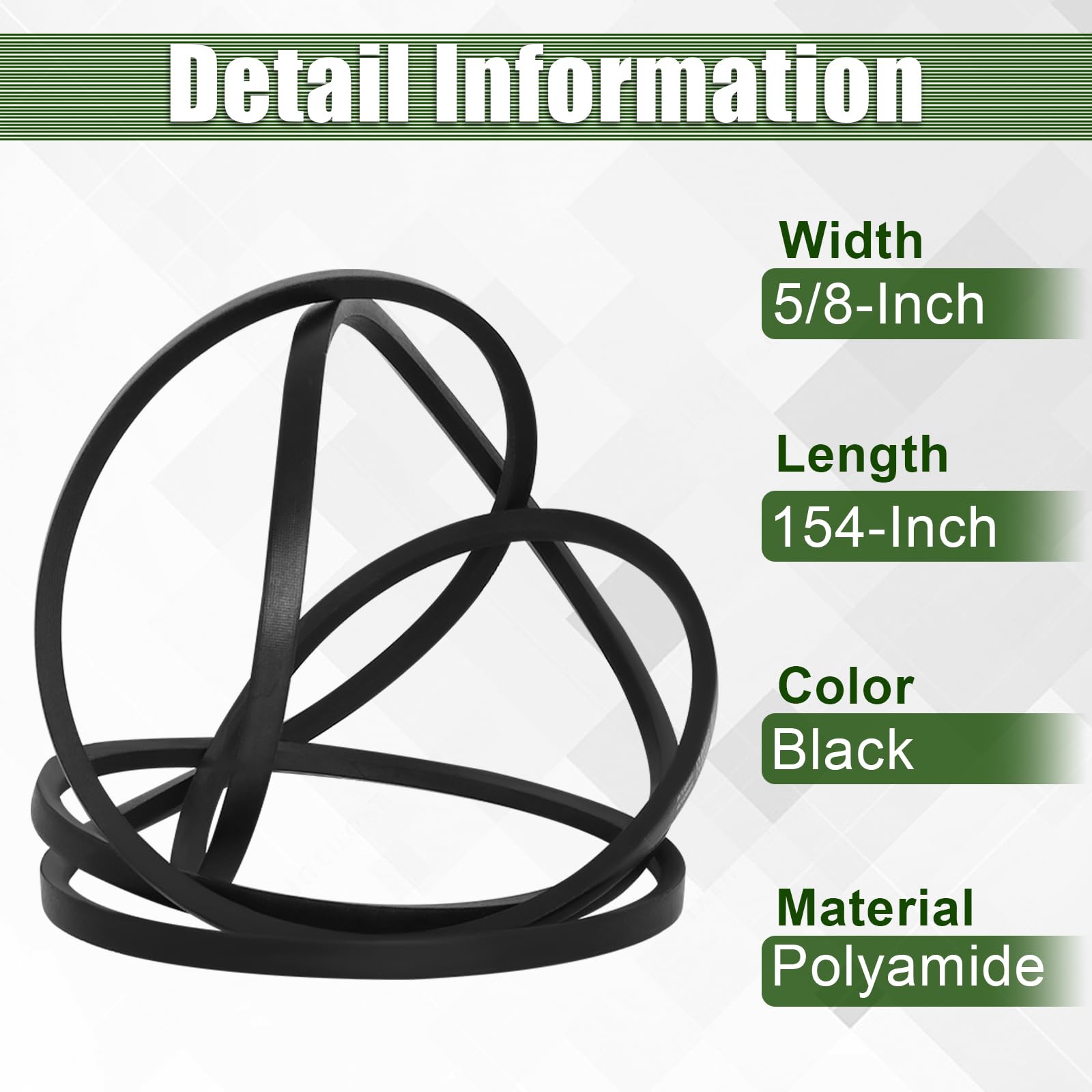 Wadoy 539114557 drive belt dimension 58x154 illustrates precise sizing for smooth mowing.