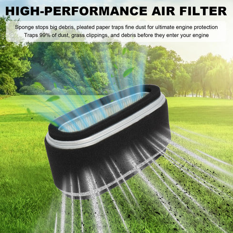Wadoy air filter in use on lawn tractor supports steady airflow.