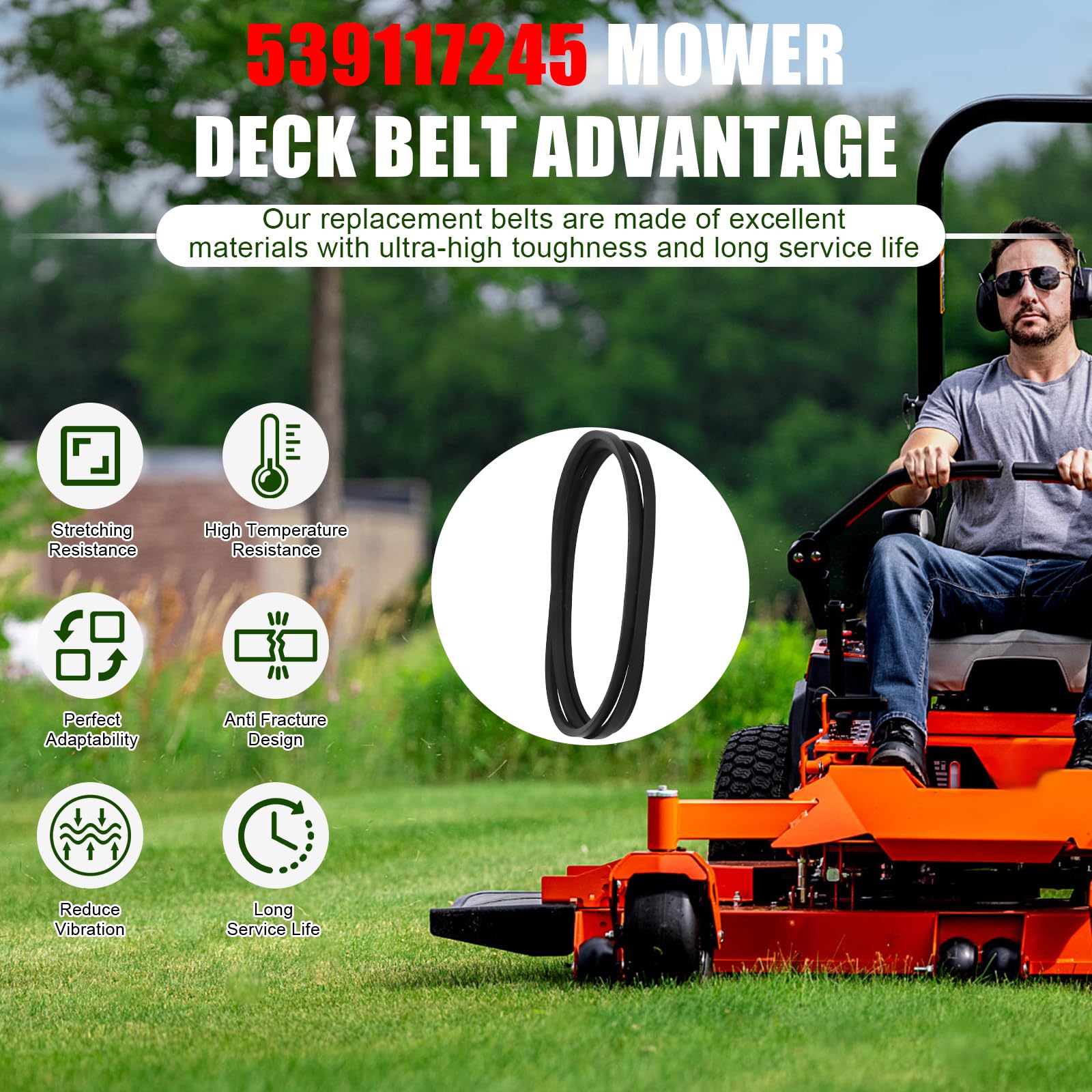 Wadoy belt features anti-wear coating for heat and grass debris resistance