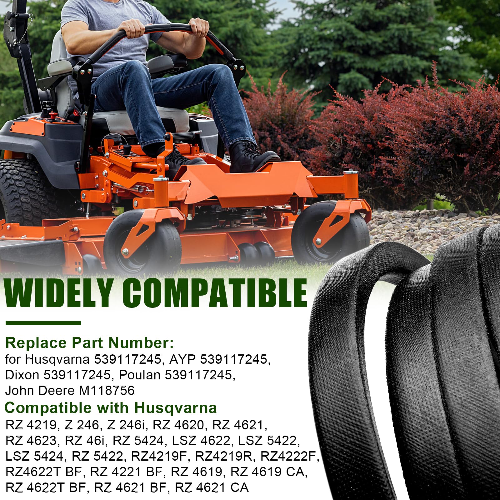 Wadoy deck belt made with durable rubber for outdoor mowing