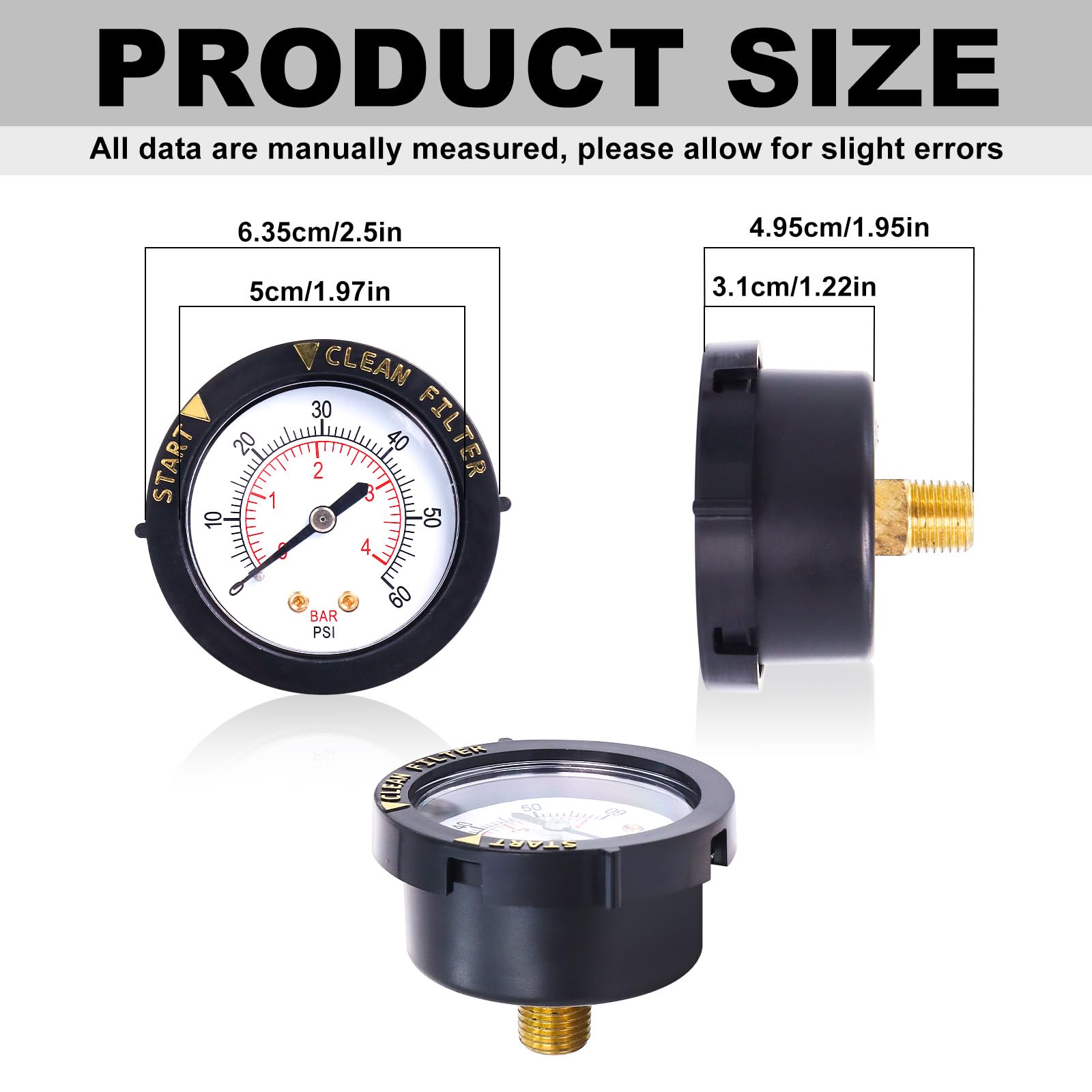 Wadoy Pentair-compatible pressure gauge ensures reliable readings with compatible Pentair setups.