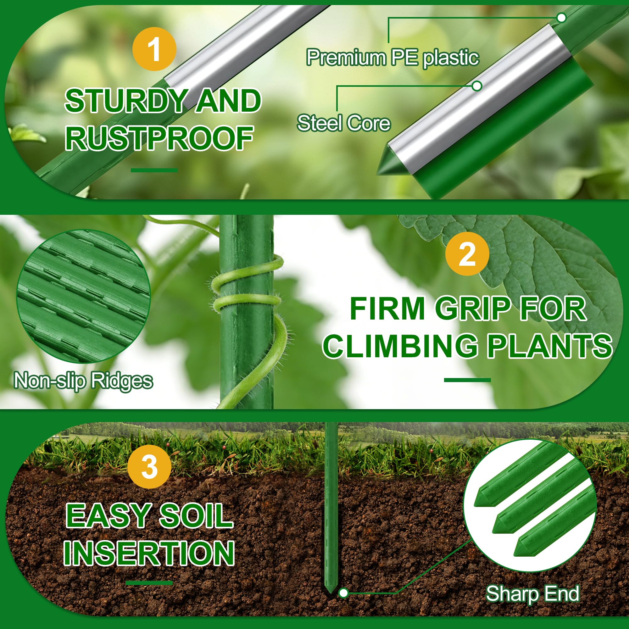 WAENLIR adjustable-height stakes set from 24 to 80 inches for climbing plants