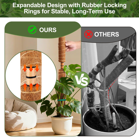 WAENLIR expandable moss pole with rubber lock for stable height.