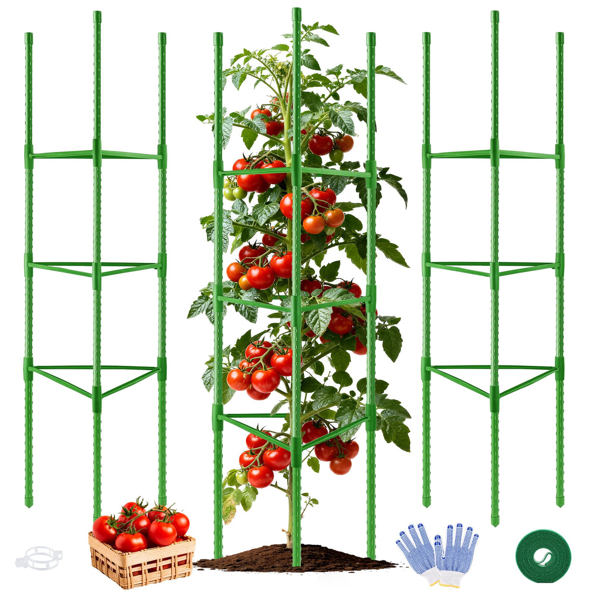 WAENLIR tomato cage 51-inch height-3pack supports tall vines in raised beds