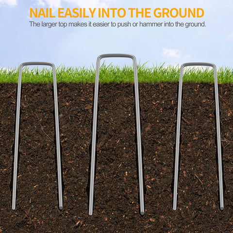 WAENLIR U-type stake with sharp ends anchors hoses and fabric.