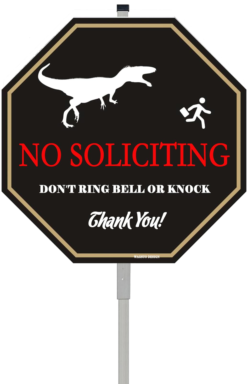 WAGSUO no soliciting yard sign with 28-inch stake for clear outdoor deterrence