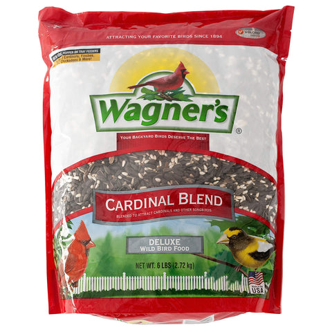 Wagner's Cardinal Blend bag front attracts cardinals and songbirds.