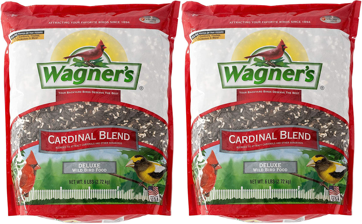 Wagner's Cardinal Blend seed mixture attracts cardinals and songbirds.