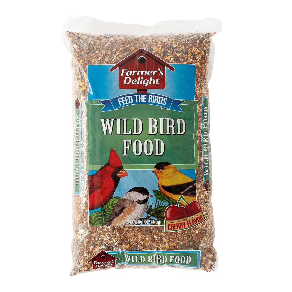 Wagner's Farmer's Delight wild bird food bag shows rich seed blend for backyard feeding.