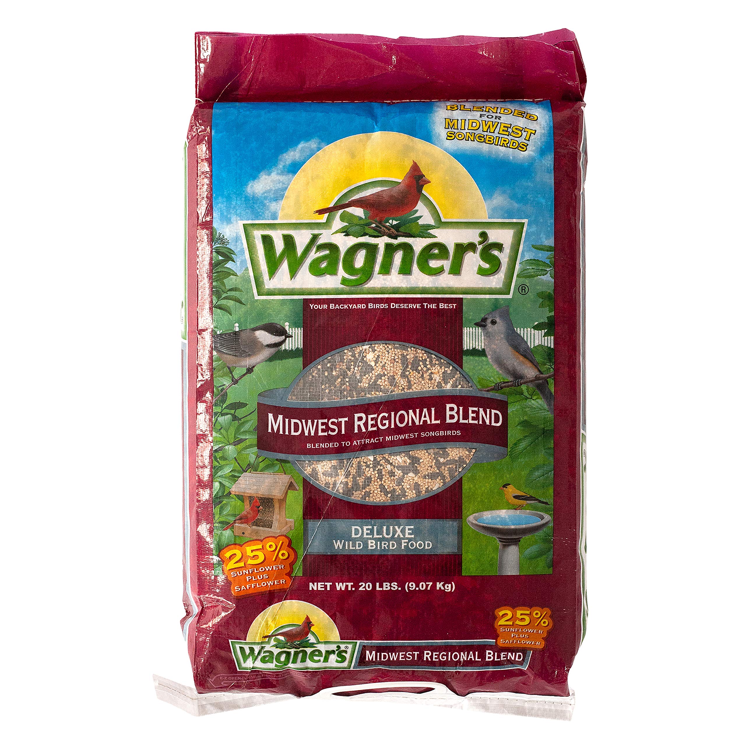 Wagner's Midwest Regional Blend bag front view, attracts diverse Midwest songbirds to your feeder.