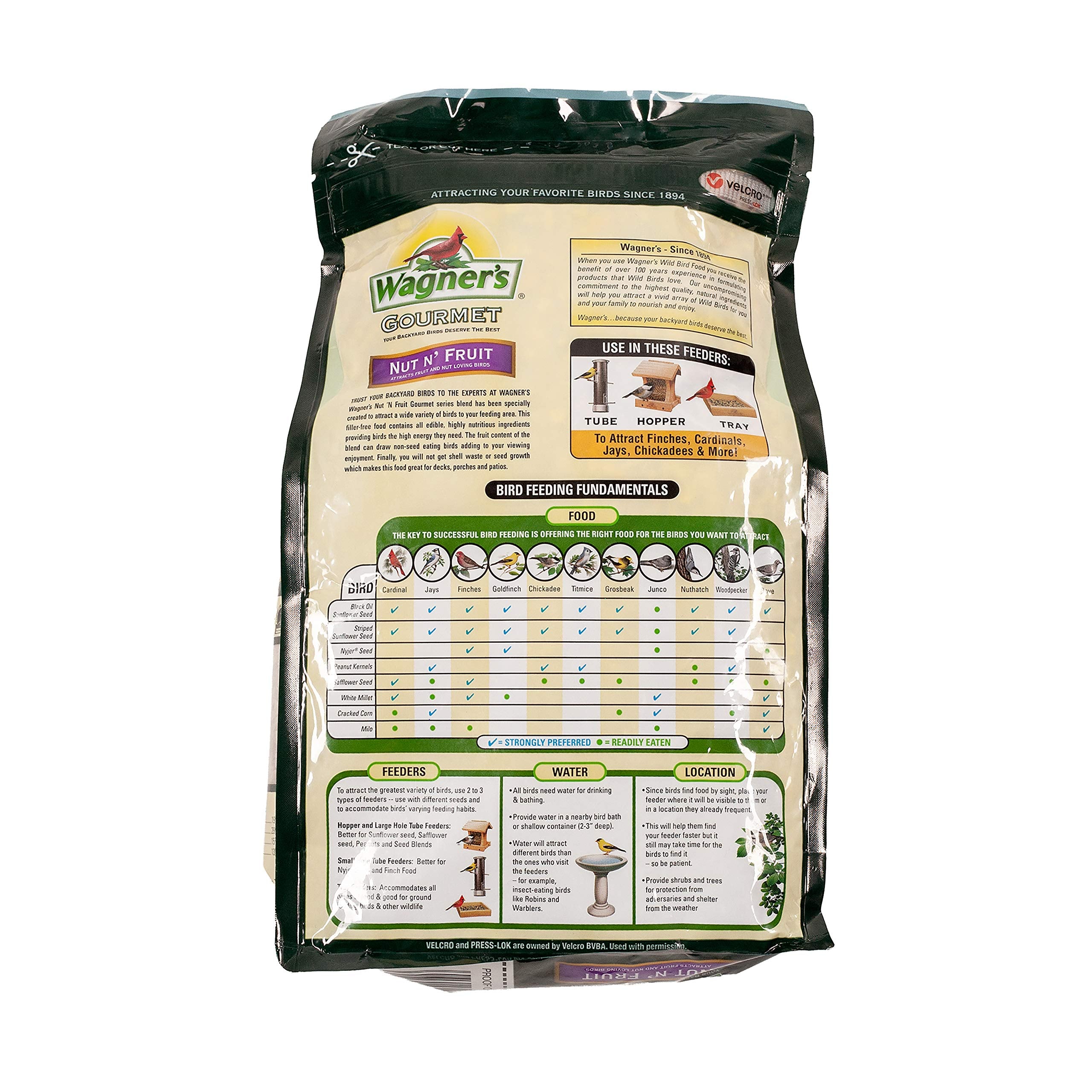 Wagner's Nut 'N Fruit Gourmet blend close-up highlights fruit and nut ingredients.