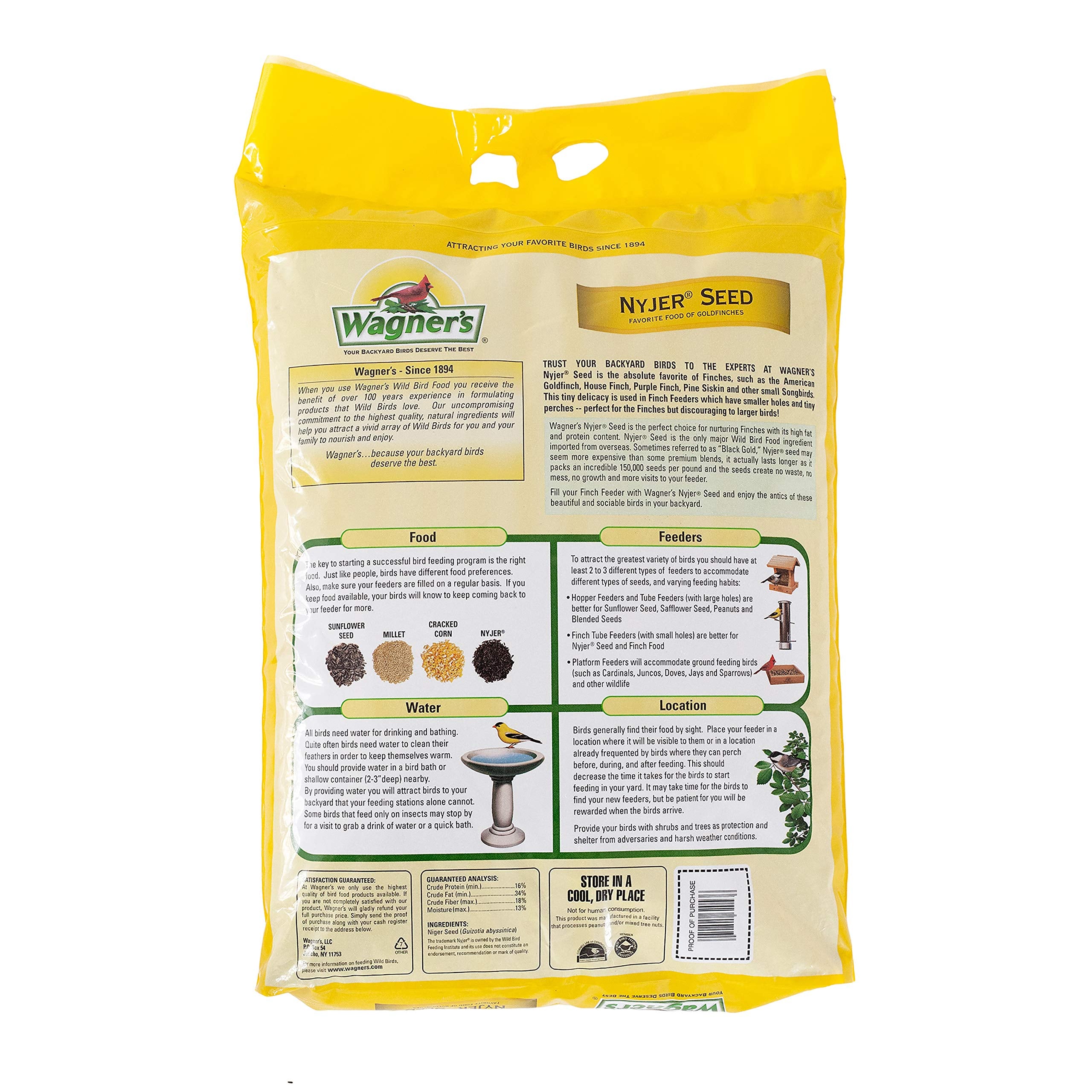 Wagner's Nyjer Seed on feeder attracts finches with minimal mess
