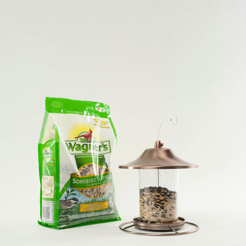 Wagner's Songbird Supreme reclosable slider helps keep seeds fresh between fills.