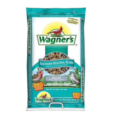 Wagner's Southern Regional Blend bag attracts diverse backyard songbirds.