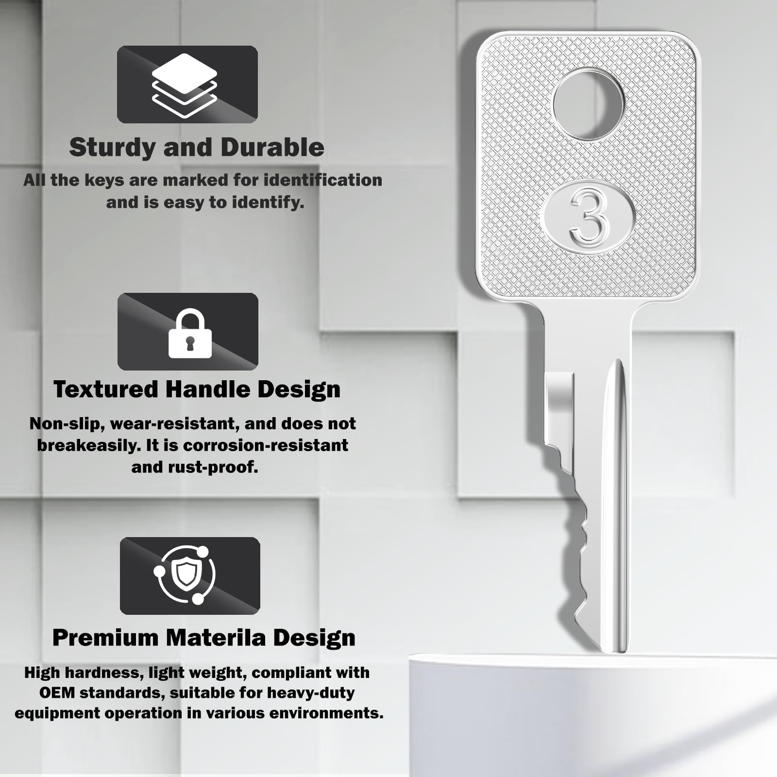 WAH LIN PARTS D250 key pack demonstrates smooth key ring inclusion for quick equipment access
