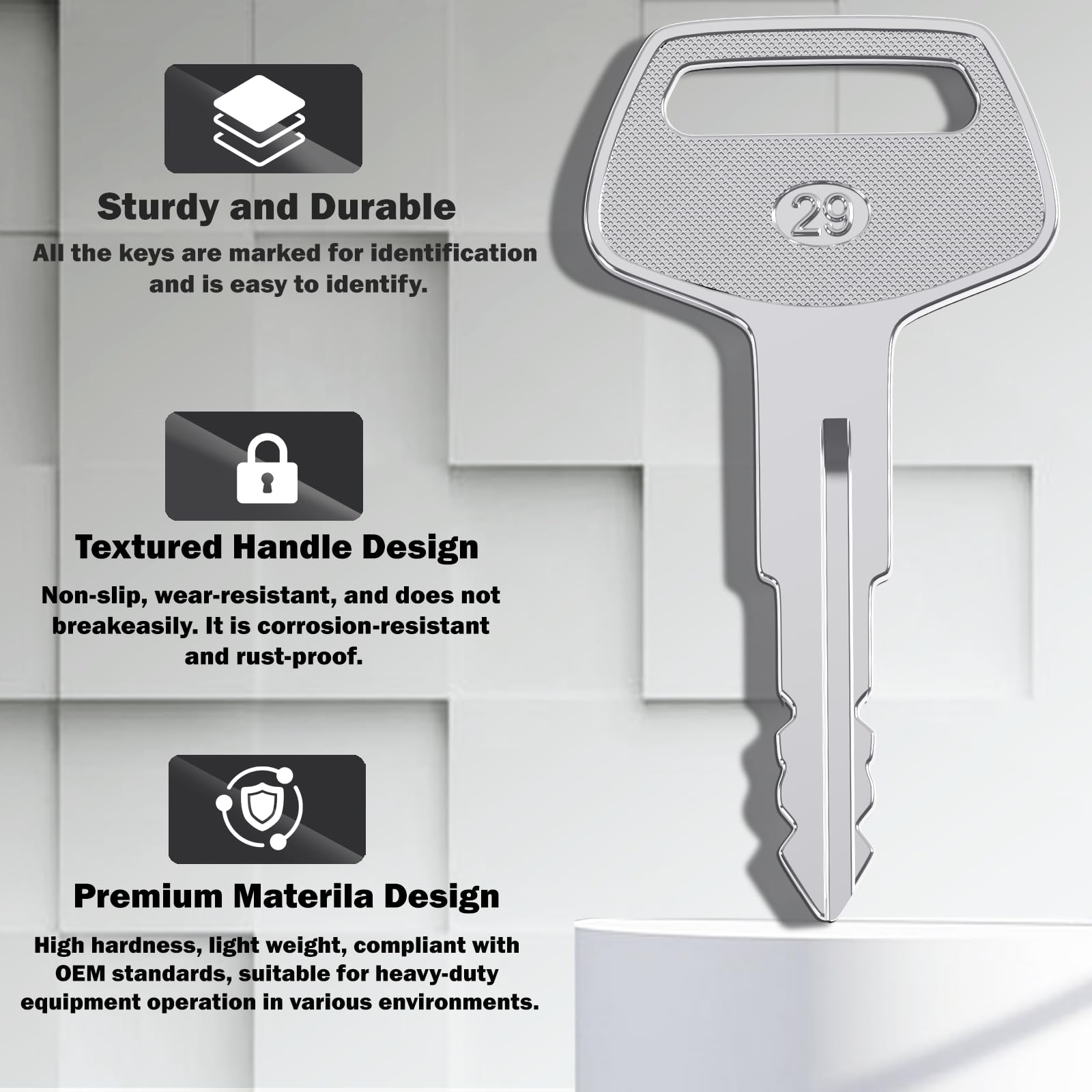 Replacement TR261434 key that fits multiple dozers and loaders.