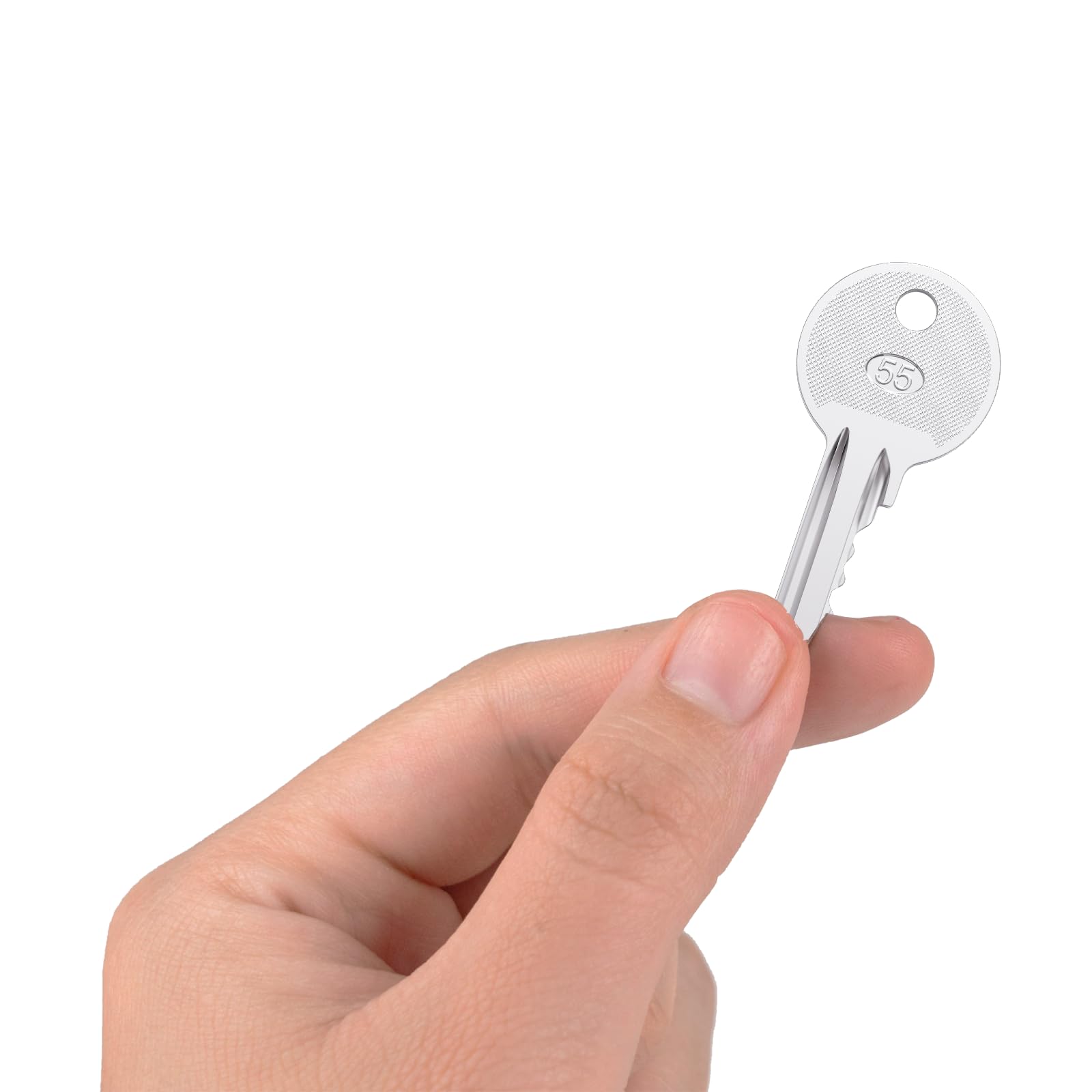 Scissor lift key ring included for organized spare keys on site.