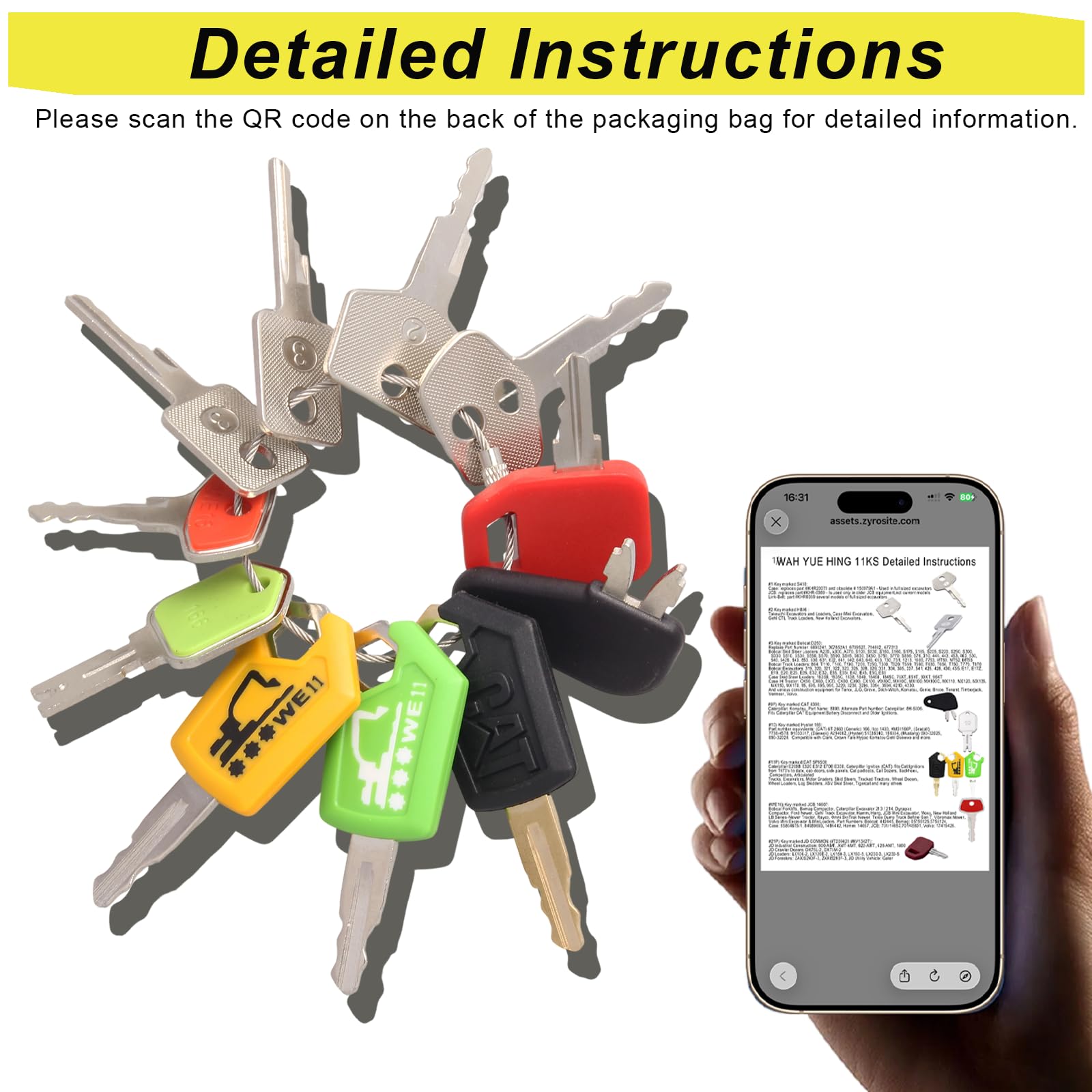 WAH YUE HING 11-piece keys pack with QR specs streamlines compatibility checks