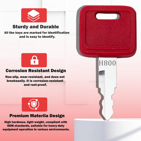Ten-pack H800 ignition keys include a durable key ring.