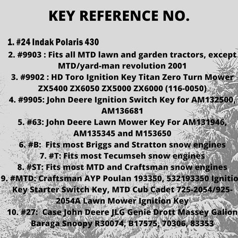 WAH LIN PARTS Tecumseh T-key, reliable ignition access for snow engines