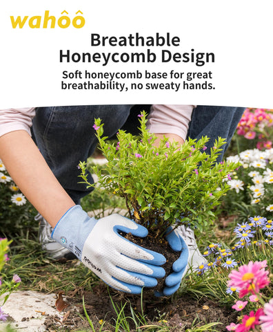 Wahoo gloves with non-slip foam coating protects fingers during digging