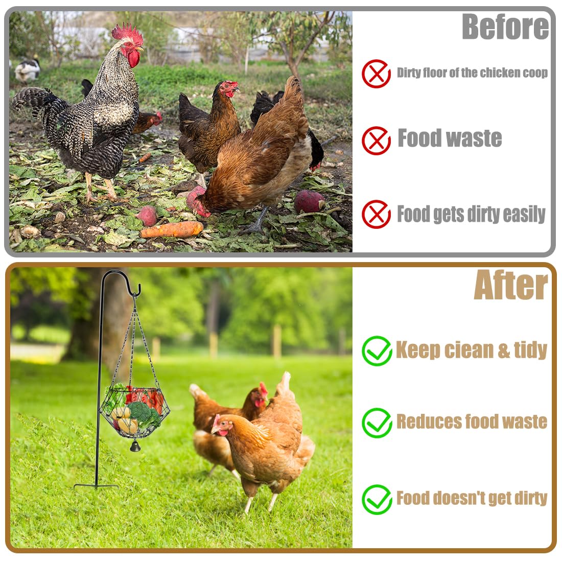 WaiLaDi Feeder shepherd-hook attachment makes coop setup flexible.