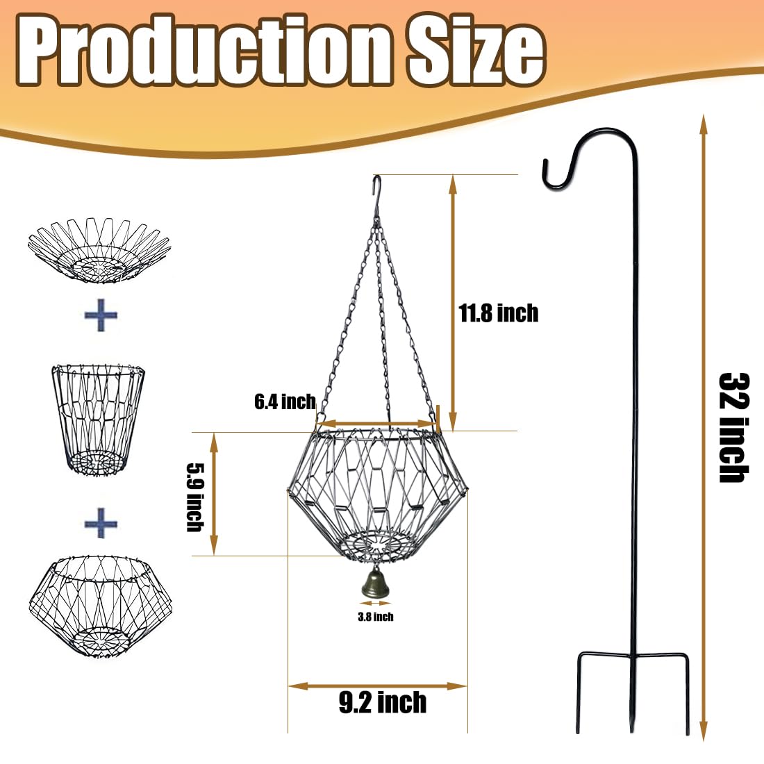 WaiLaDi Hanging Chicken Feeder ball-shape with adjustable diameter supports varied veggies.