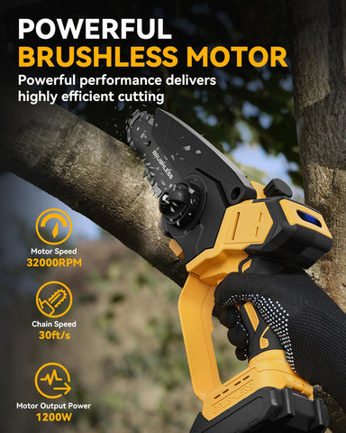 Waitiey mini chainsaw with 6-inch bar for precise trimming