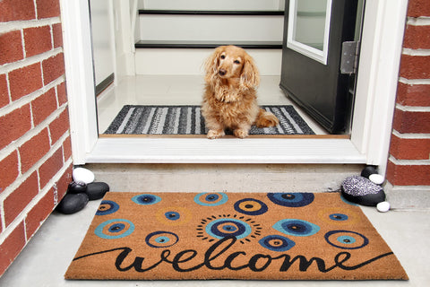 WALBROOK coir door mat with anti-slip backing helps keep it in place.