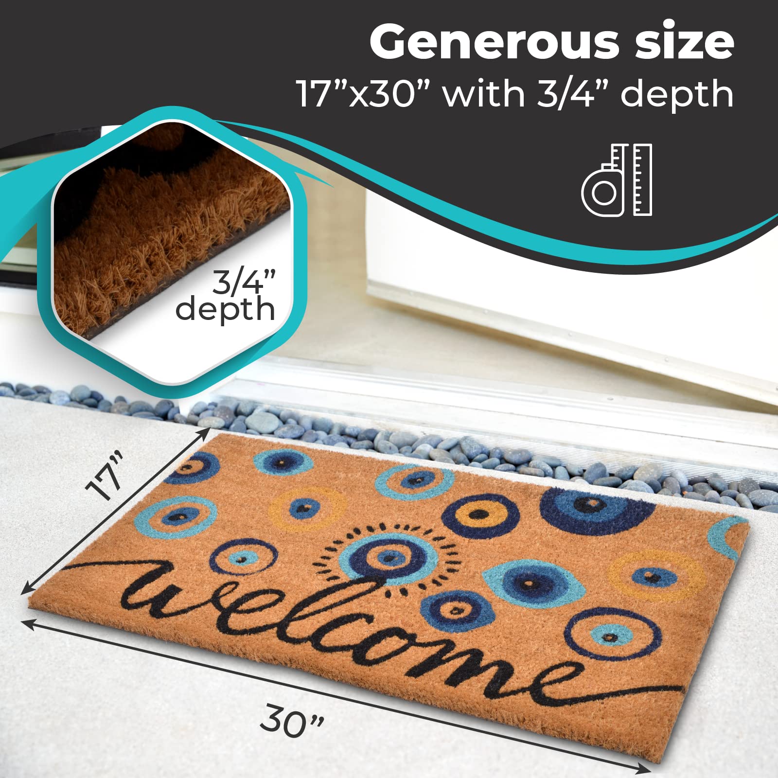WALBROOK colorful welcome door mat brightens porches while trapping dirt.