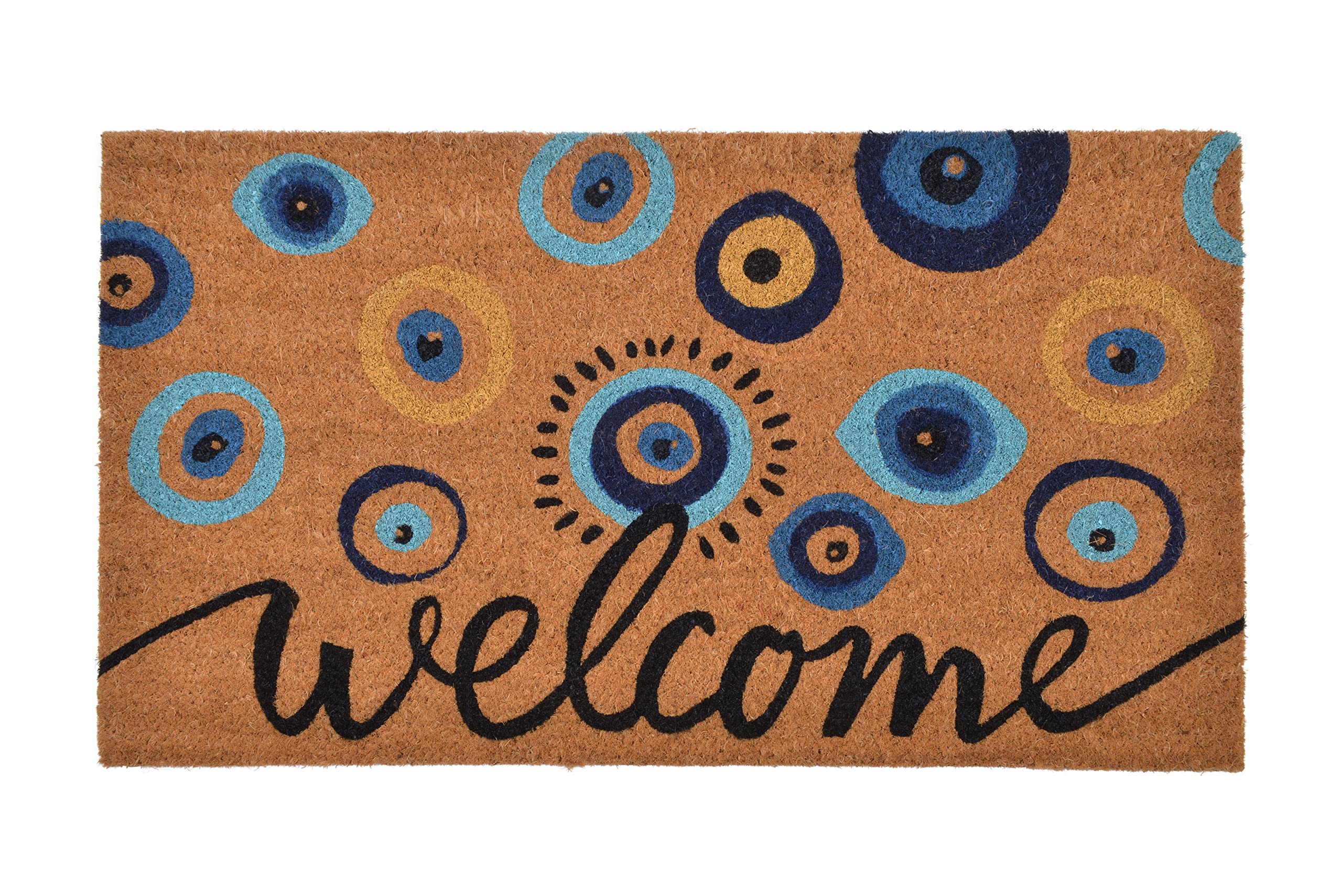 WALBROOK evil eye door mat with Nazar pattern for stylish entrance and dirt control.