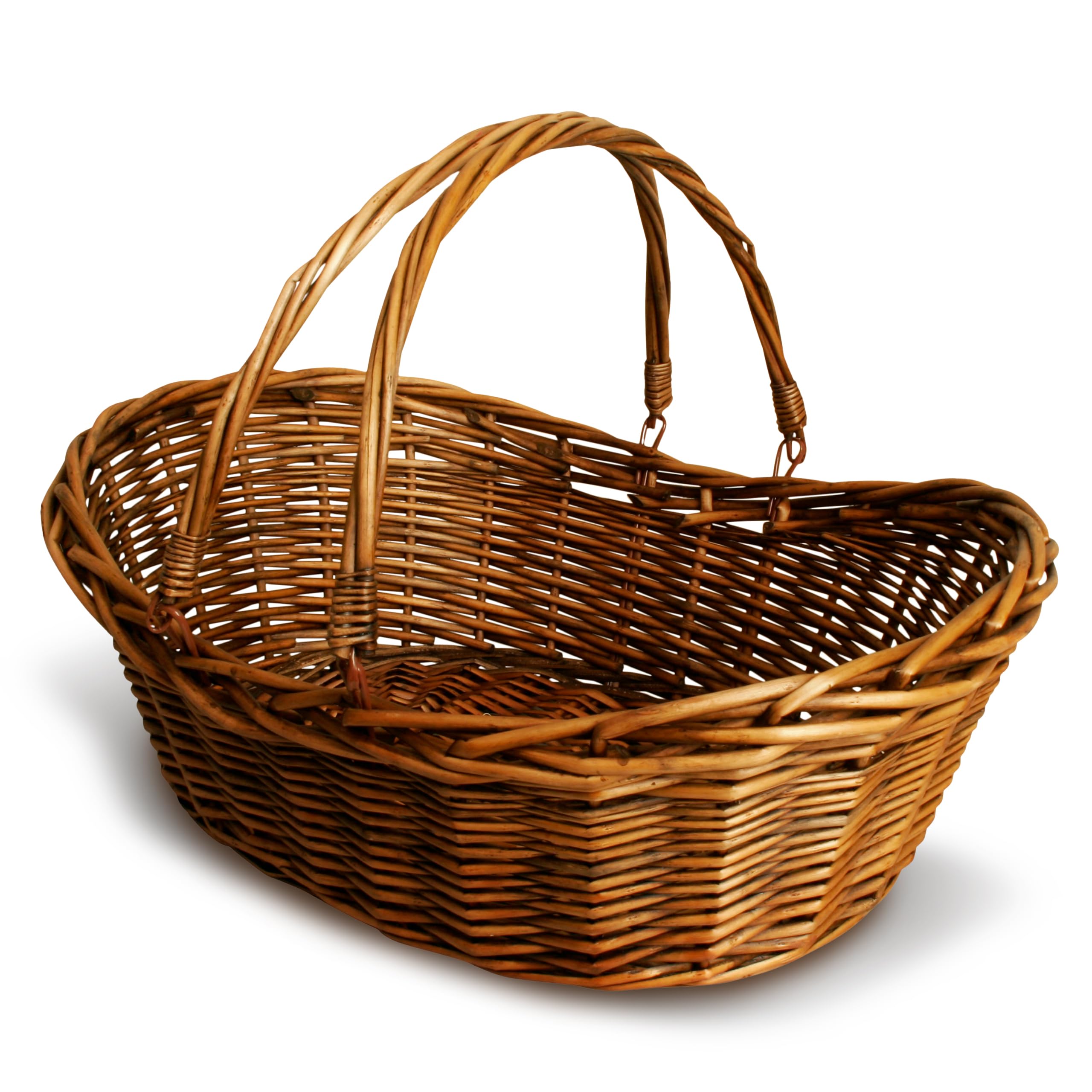 Wald Imports small wicker basket with handle in dark brown, perfect for picnics or gifting.