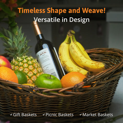 Wald Imports wicker basket ready for Easter treats and family gifting ideas.