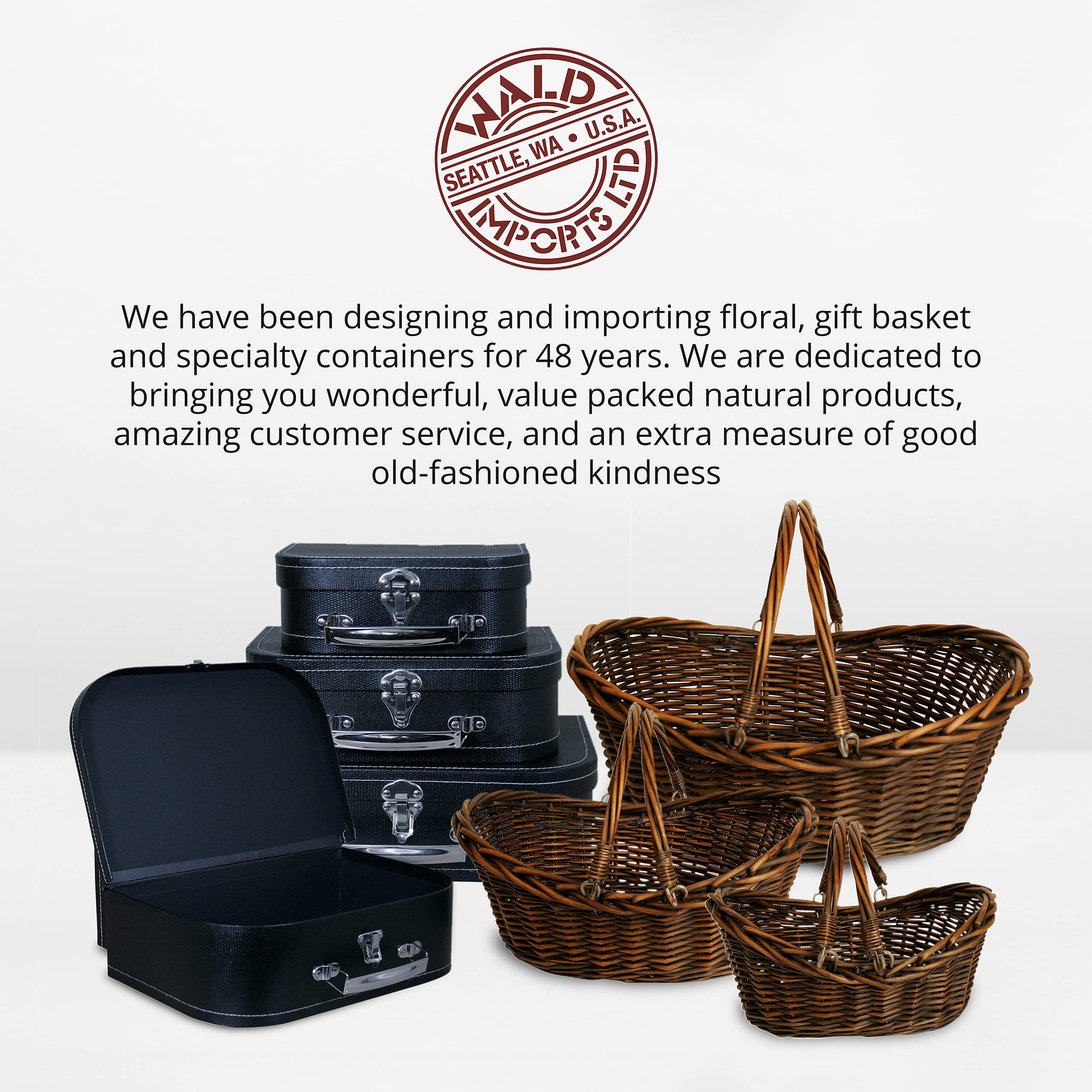 Wald Imports wicker basket ready to be a decorative gift or storage solution.