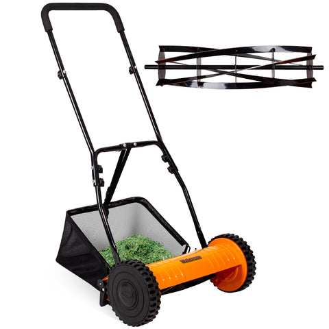 Walensee 16-Inch reel mower cutting action for precise, clean lawn lines.