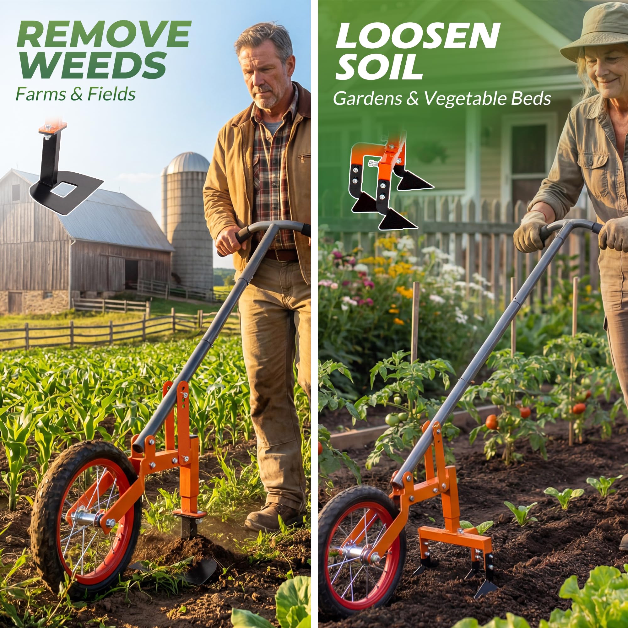 Walensee 2-in-1 cultivating attachment in action for soil loosening