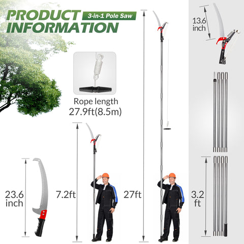 Walensee 3-in-1 pruner head with saw for versatile yard pruning.