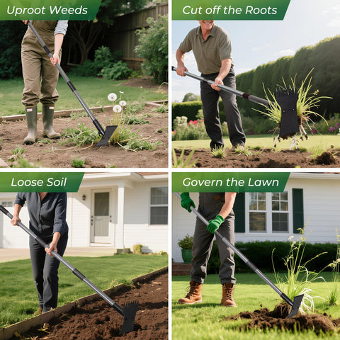 Walensee adjustable handle extended to 64 inches for comfortable weed removal