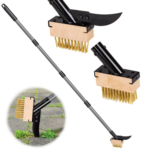 Walensee crack weeder setup with adjustable handle and dual heads for crack cleaning.