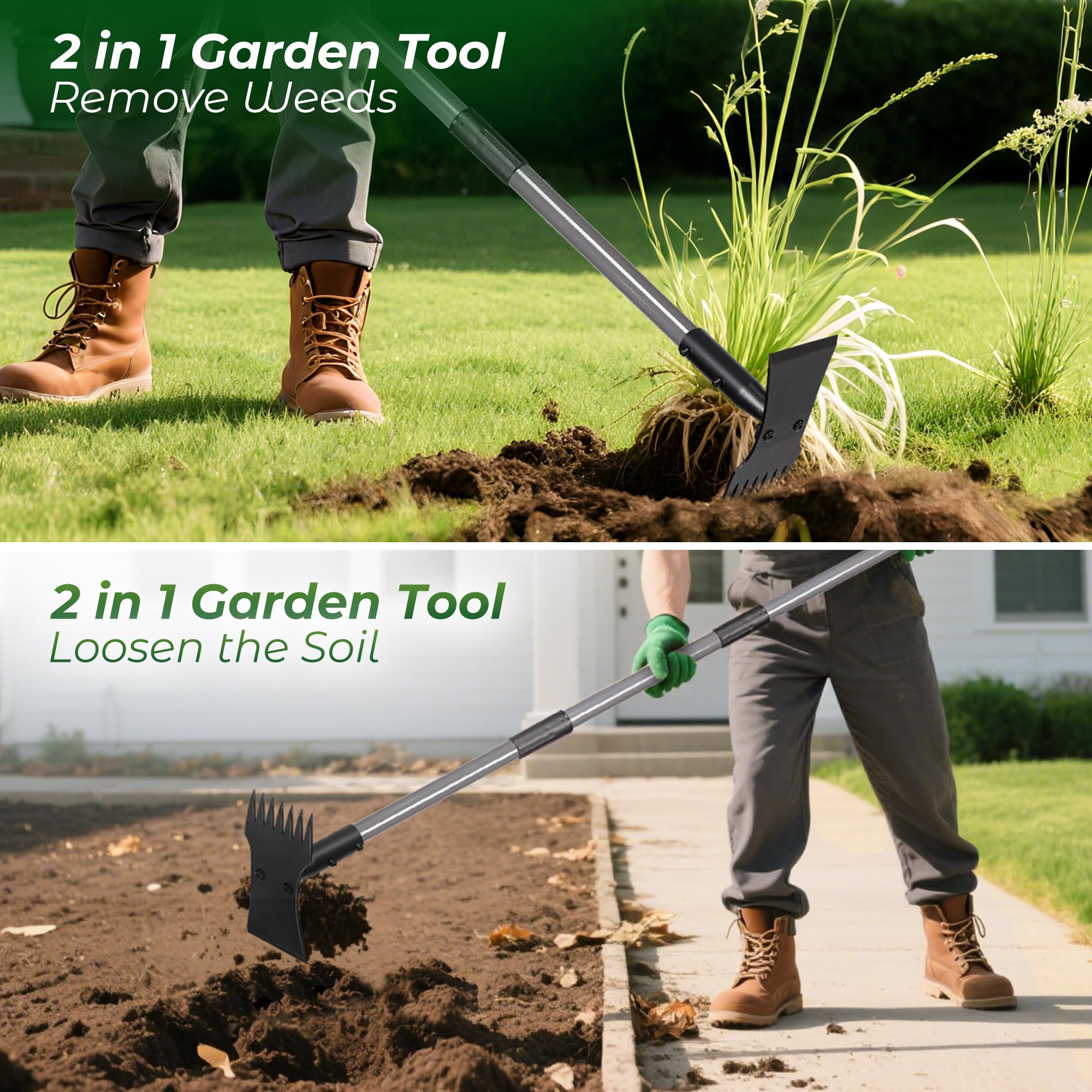 Walensee garden weeder tool 7-tine rake head for weed extraction