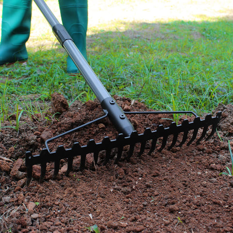 Walensee rake loosens compacted soil for healthier root growth.