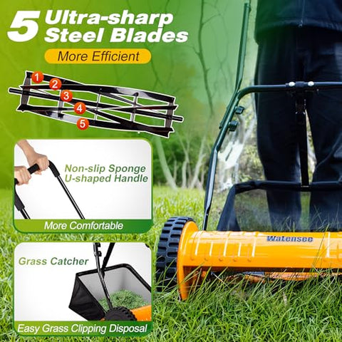 Walensee large grass catcher with quick-release for easy disposal.