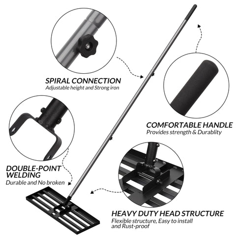Walensee lawn leveling rake angle adjustment for flexible positioning