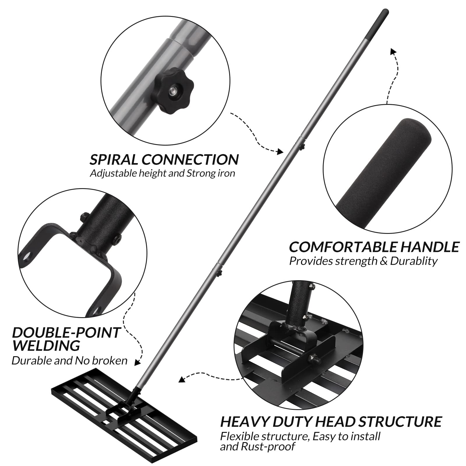 Walensee Lawn Leveling Rake full-assembly enables quick setup and lasting strength.