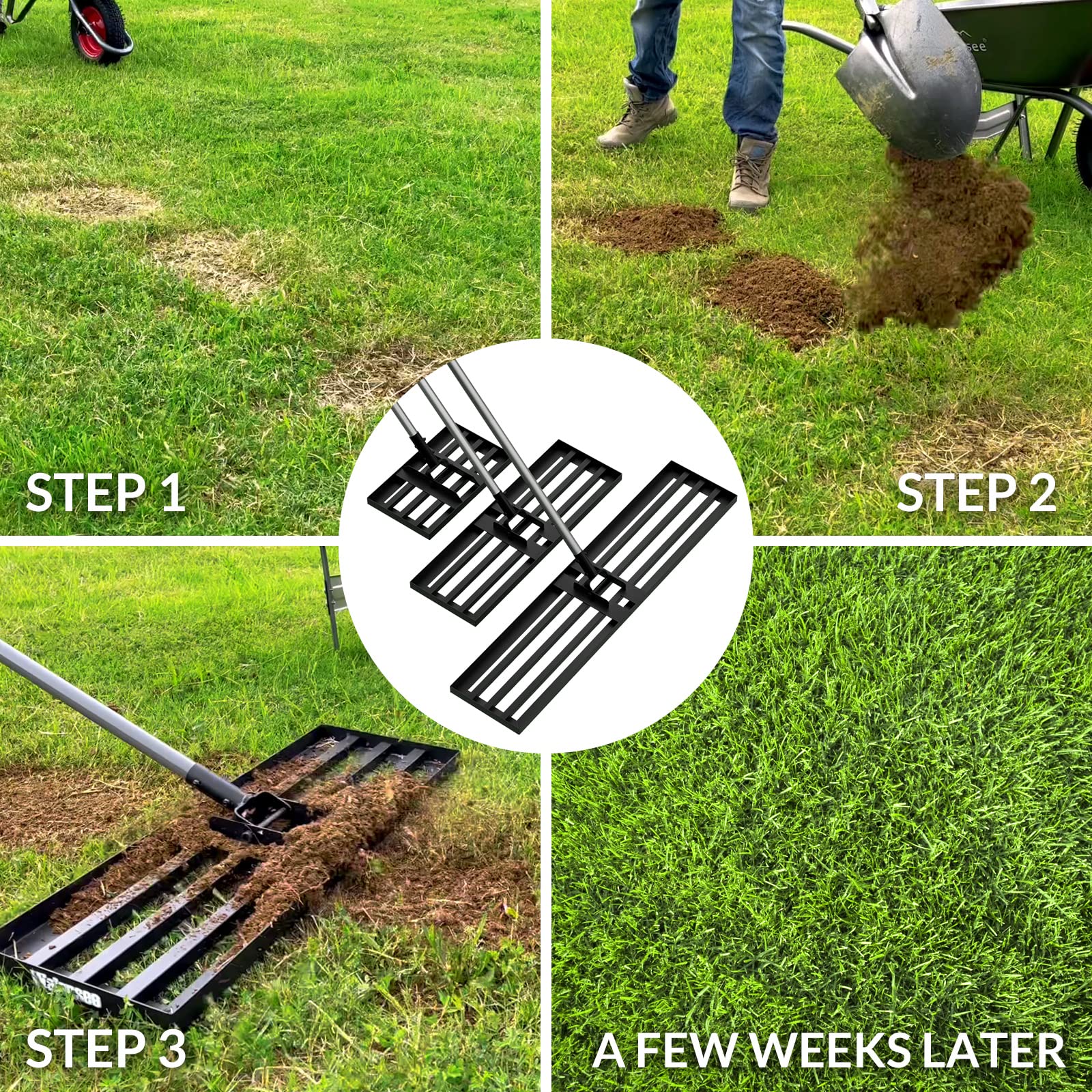 Walensee lawn leveling rake rust-proof finish ensuring outdoor durability