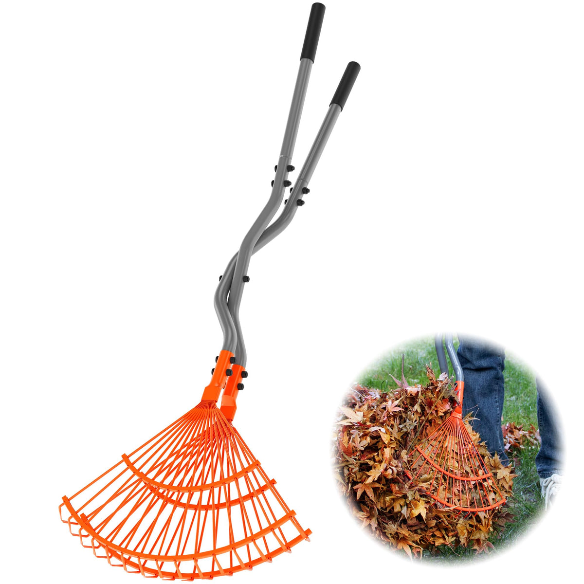 Walensee leaf grabber rake with claw for efficient leaf pickup during yard cleanup.